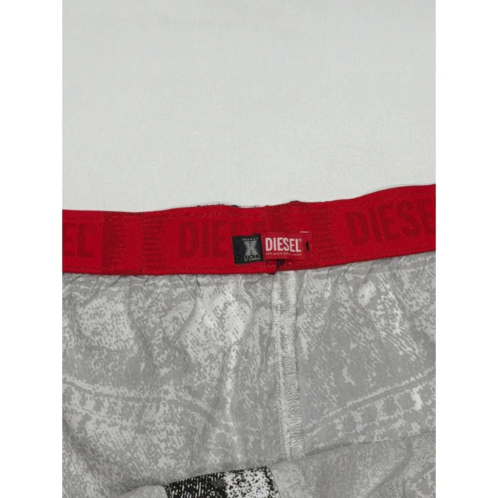 DIESEL‎ Mens Acid Wash Denim Print Boxer Shorts Elastic Waist White 3XL